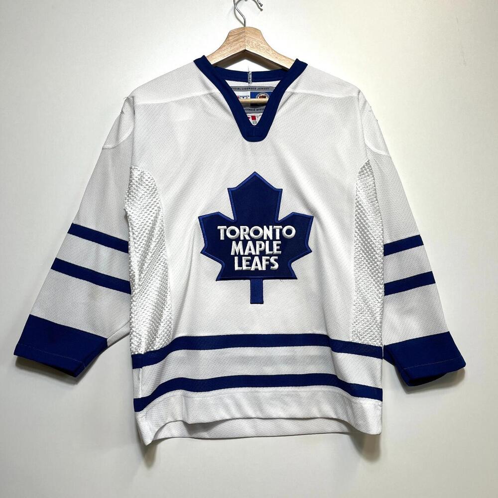 Vintage 90s NHL Toronto Maple Leafs CCM White Jersey Kids Size XL